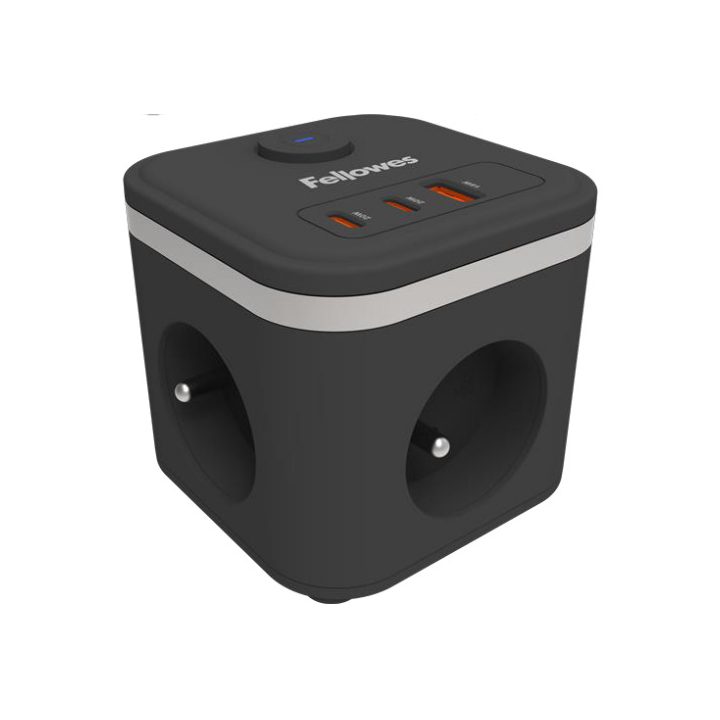Fellowes Power Cube 2 m 3 saídas AC Interior Preto