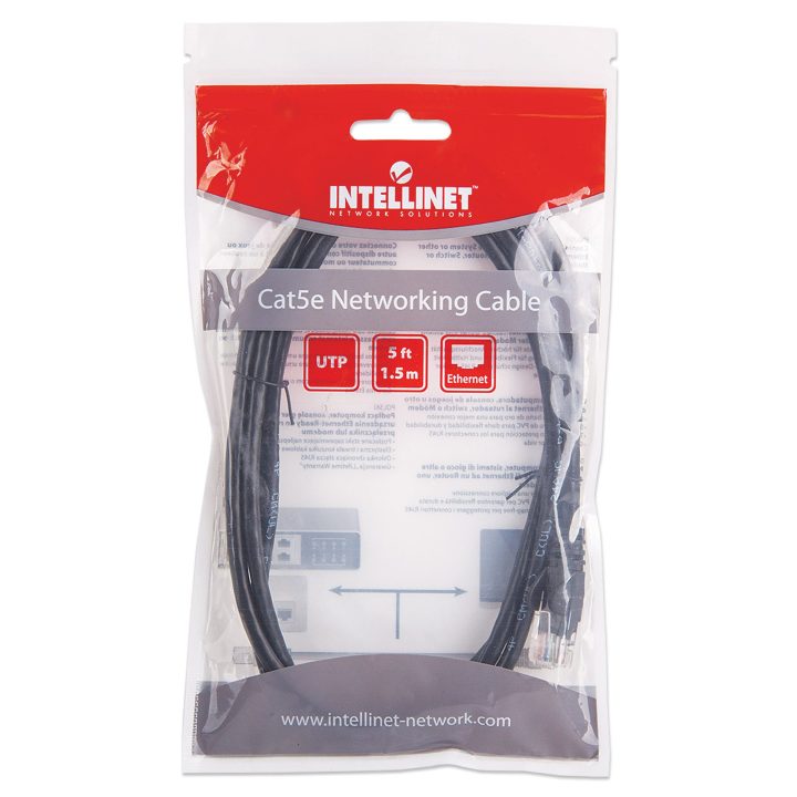 Intellinet 338387 cable de red Negro 1,5 m Cat5e U/UTP (UTP)