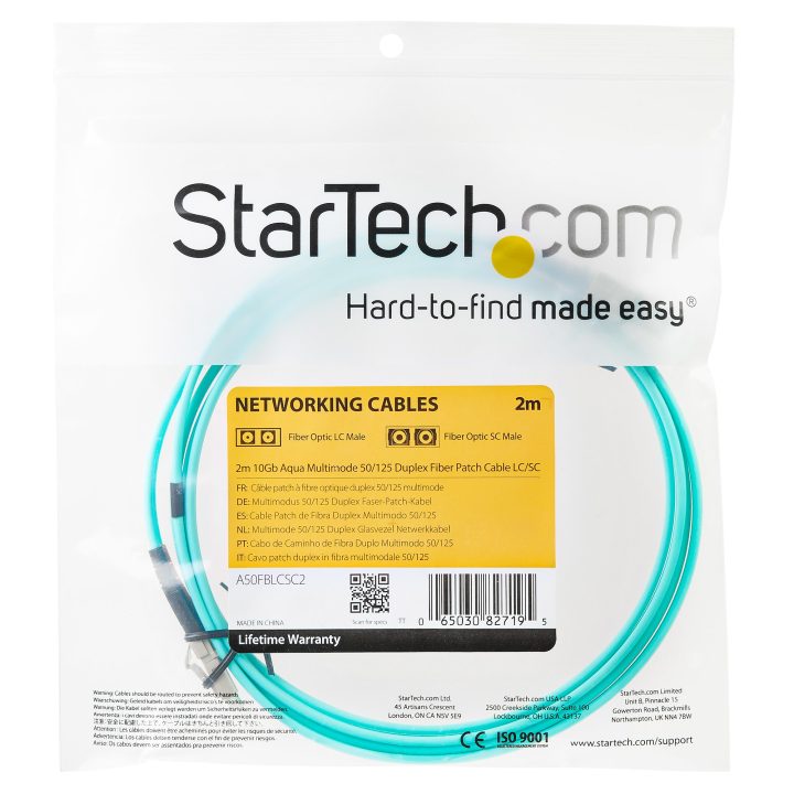 StarTech.com Cabo de Fibra Ótica Multimodo OM3 LC a LC UPC de 2m -…