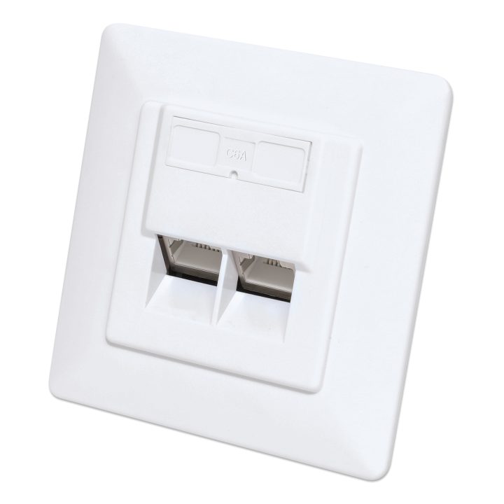 Intellinet 771917 tomada de corrente 2 x RJ-45 Branco