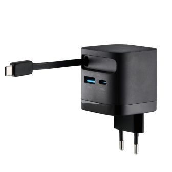 Carregador de parede Intenso 65W GaN W65ACIC retrátil preto (7806520)