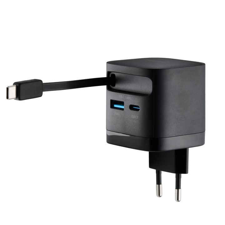 Cargador de pared Intenso 65W GaN W65ACIC retractil negro (7806520)