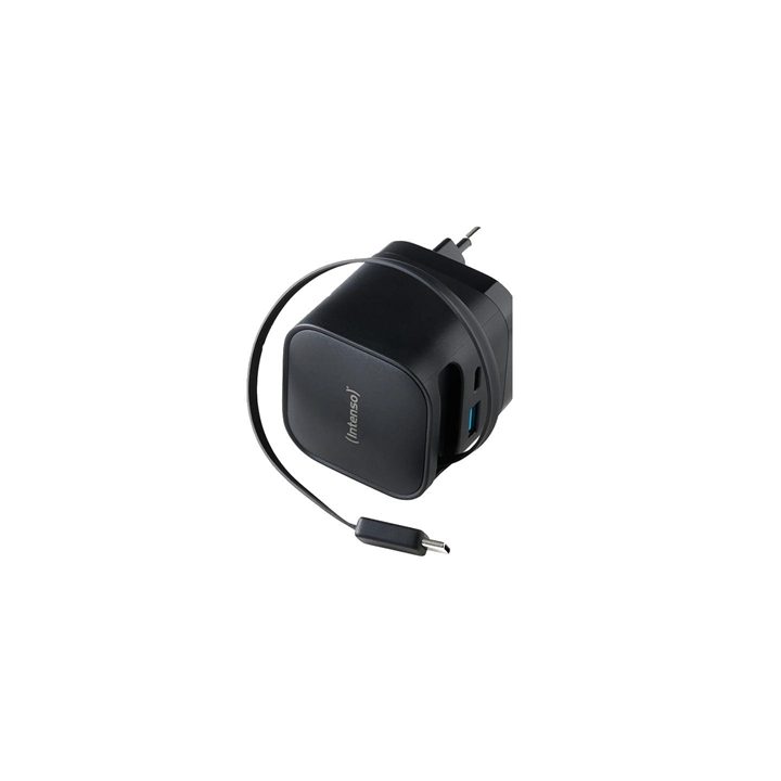 Carregador de parede Intenso 65W GaN W65ACIC retrátil preto (7806520)