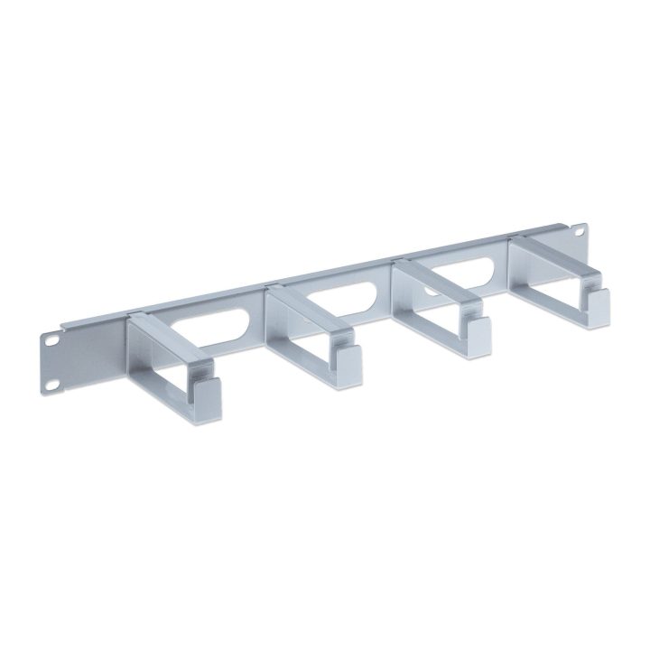 Intellinet 19" 1U Cable Management Panel, 4 Long Plastic Rings, Gray