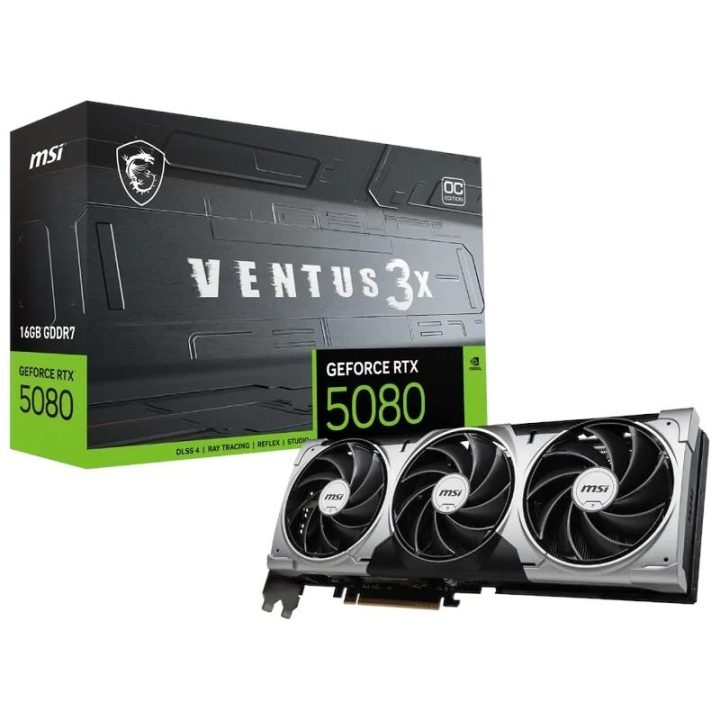 MSI VENTUS GEFORCE RTX 5080 16G 3X OC BLACK tarjeta gráfica NVIDIA 16…