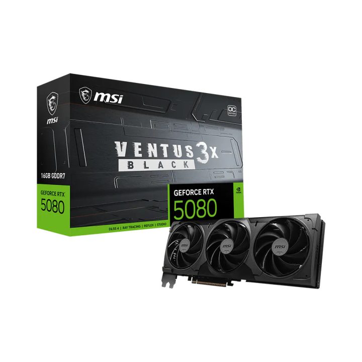 MSI VENTUS GEFORCE RTX 5080 16G 3X OC BLACK tarjeta gráfica NVIDIA 16…