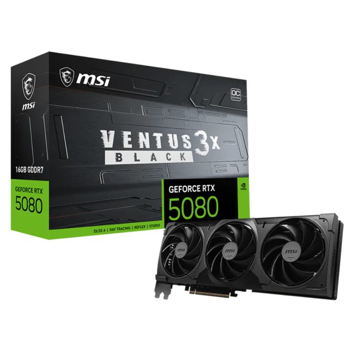 MSI VENTUS GEFORCE RTX 5080 16G 3X OC BLACK NVIDIA graphics card 16…