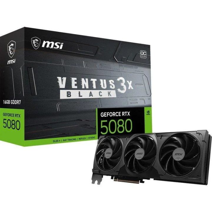 MSI VENTUS GEFORCE RTX 5080 16G 3X OC BLACK NVIDIA graphics card 16…