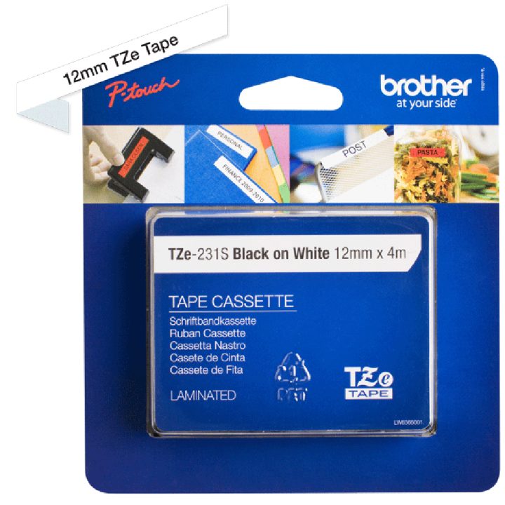 Brother TZE231S Label Printer Tape Black on White TZe