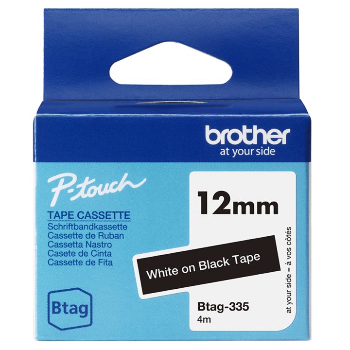 Brother BTAG-335 Label Printer Tape White on Black