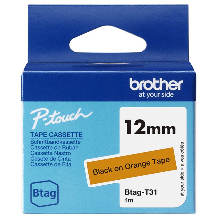 Brother BTAG-T31 Label Printer Tape Black on Orange