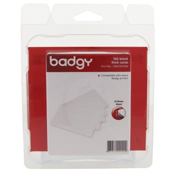Pack of 100 Badgy CBGC0030W PVC Cards