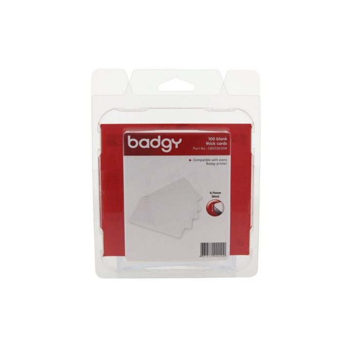 Pack of 100 Badgy CBGC0030W PVC Cards
