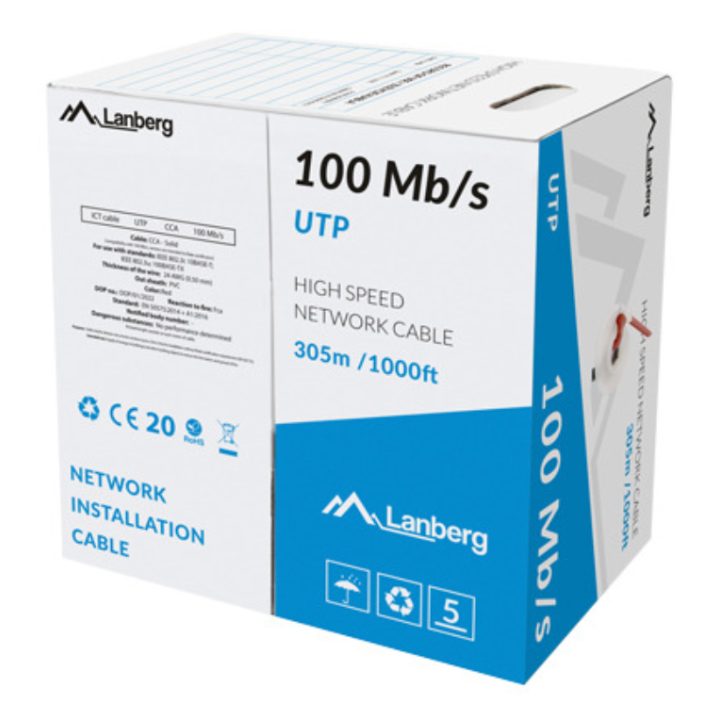 Lanberg LCU5-10CC-0305-R cabo de rede Vermelho 305 m U/UTP (UTP)