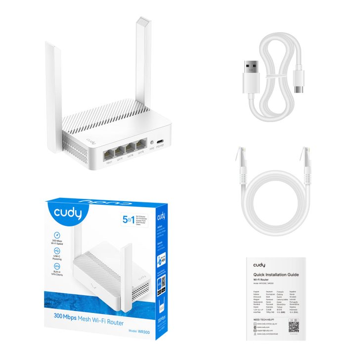 Cudy WR300 router inalámbrico Ethernet rápido Banda única (2,4 GHz)…