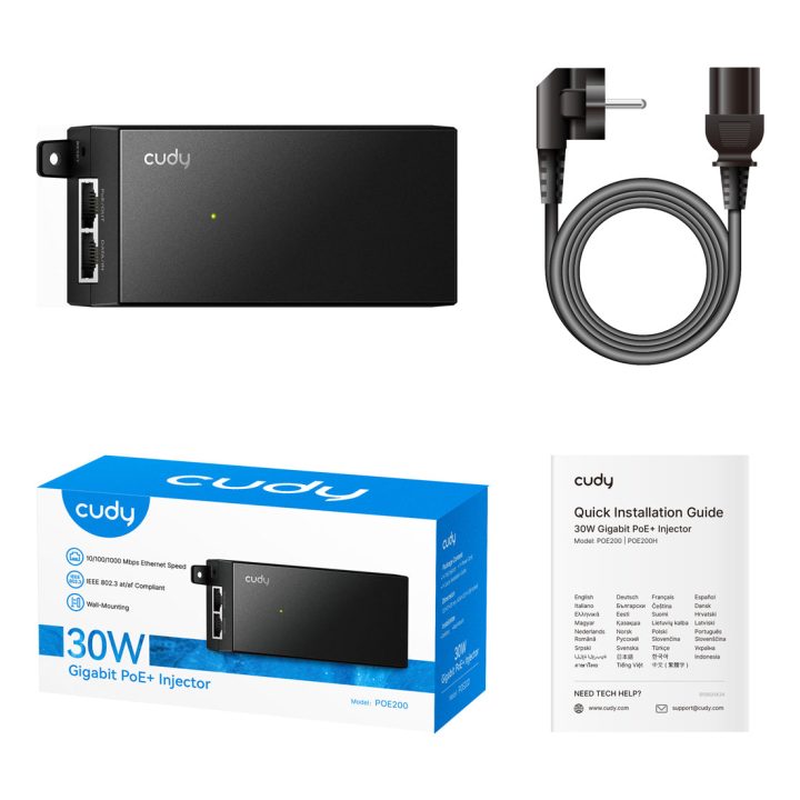 Cudy POE200 adaptador e inyector de PoE Gigabit Ethernet 54 V
