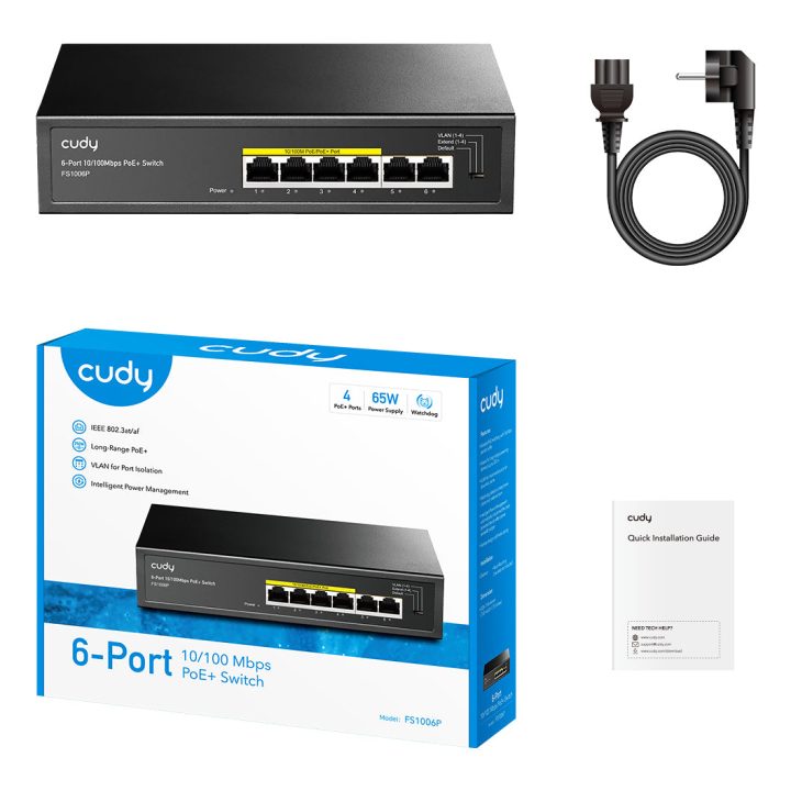 Cudy FS1006P switch No administrado Fast Ethernet (10/100) Energía…