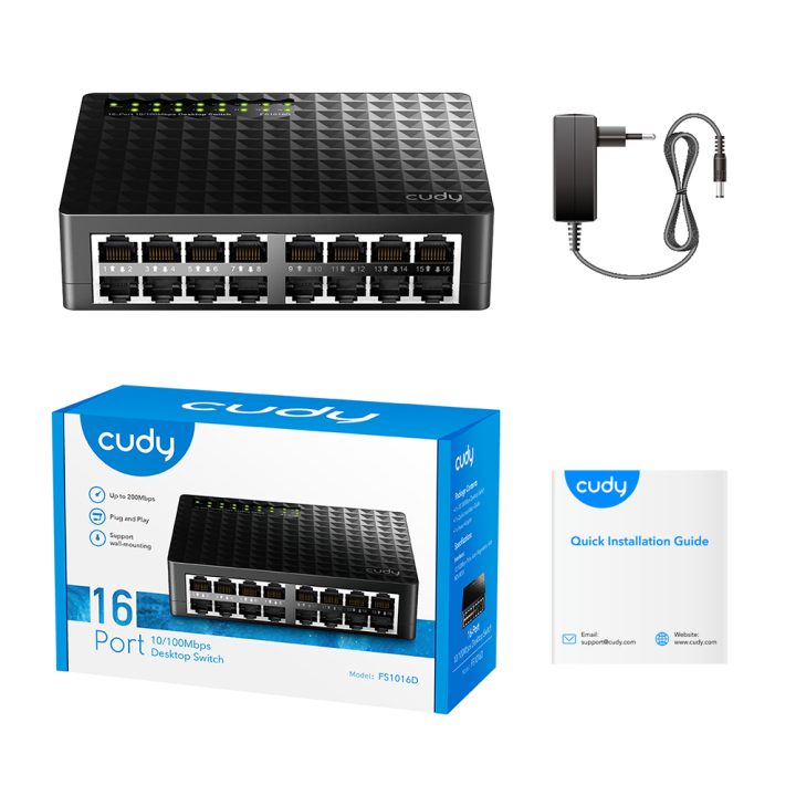 Cudy FS1016D Fast Ethernet (10/100) Switch Black