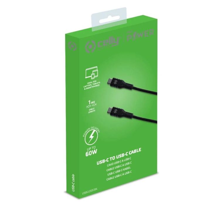 Celly USBCUSBCBK USB Cable USB 2.0 1 m USB C 60 W Black