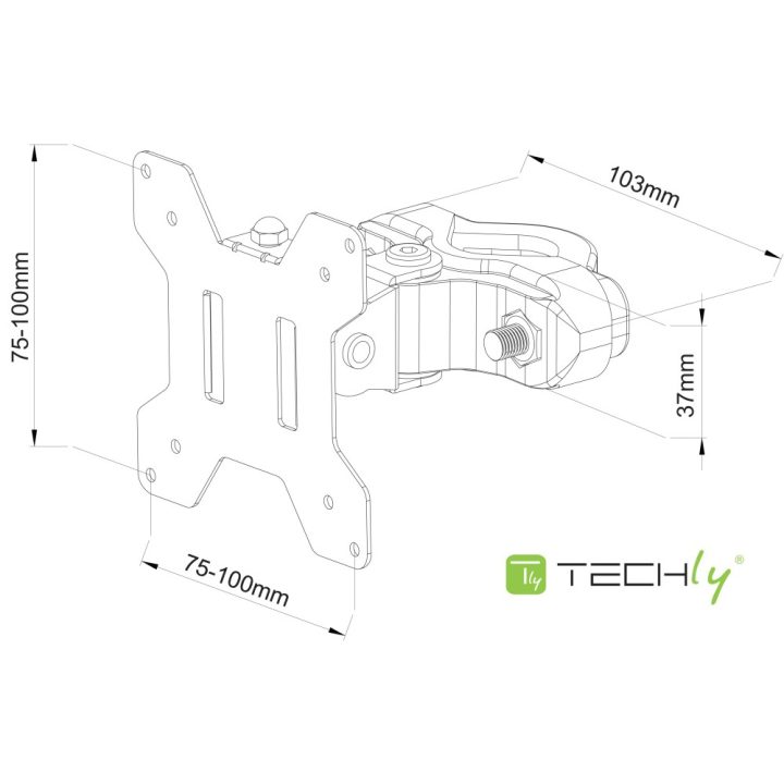 Techly ICALCD100BK Suporte de Secretária Preto