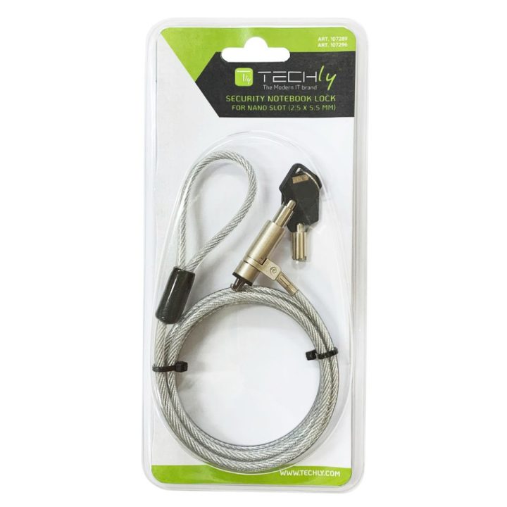 Techly IQ-LOK-15-K Anti-Theft Cable Silver 1.8 m
