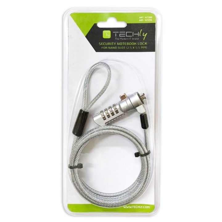 Techly IQ-LOK-16-K Anti-Theft Cable Silver 1.8 m