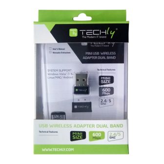 Adaptador e placa de rede WLAN Techly I-WL-USB-600TY 583 Mbit/s
