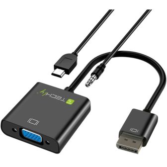 Techly HDMI - VGA+3.5mm+Micro USB B M/F 0,15 m Preto