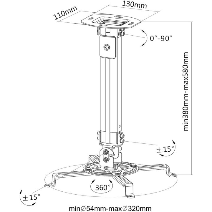 Techly ICA-PM 18S Ceiling Projector Mount Silver