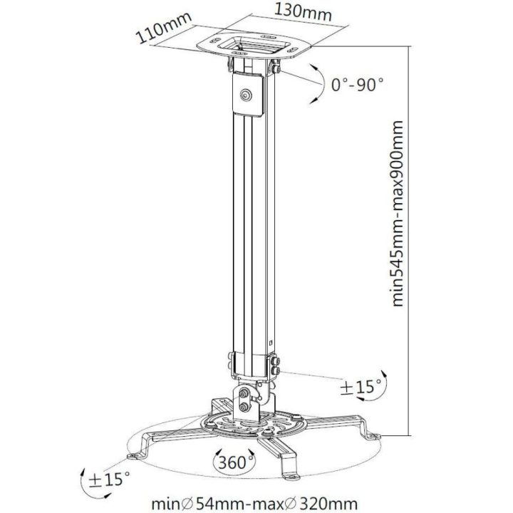 Techly ICA-PM 18M montaje para projector Techo Plata