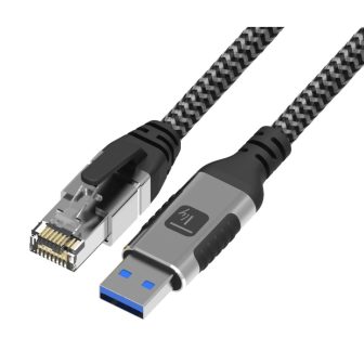 Techly ICOC U3A-RJ45-010 cable de red Negro, Plata 1 m Cat6 F/UTP…