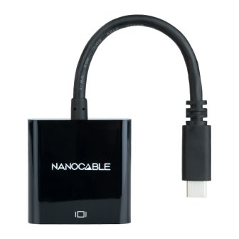 Nanocable USB-C to VGA Converter, USB-C/M-VGA/H, Black, 10 cm