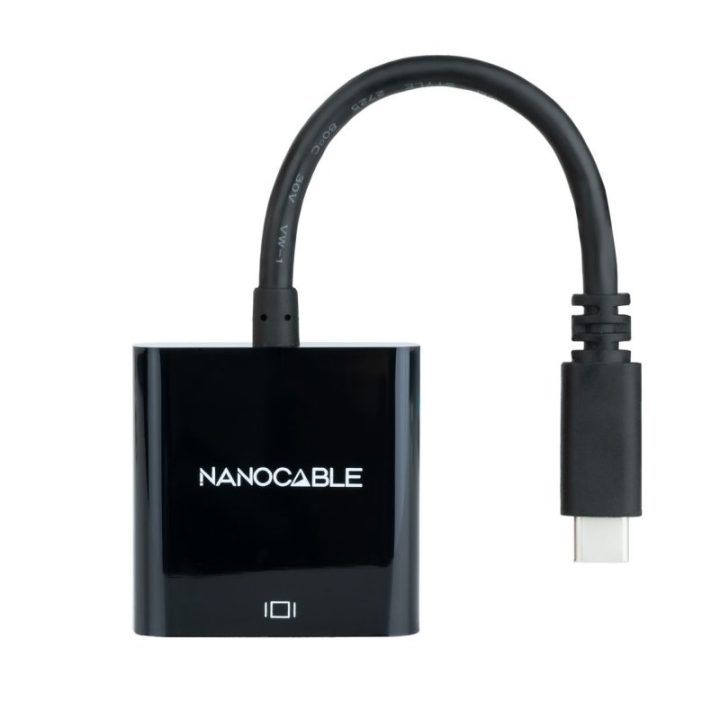 Nanocable Conversor USB-C a VGA, USB-C/M-VGA/H, Negro, 10 cm