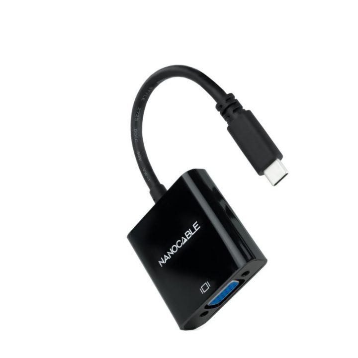 Nanocable USB-C to VGA Converter, USB-C/M-VGA/H, Black, 10 cm