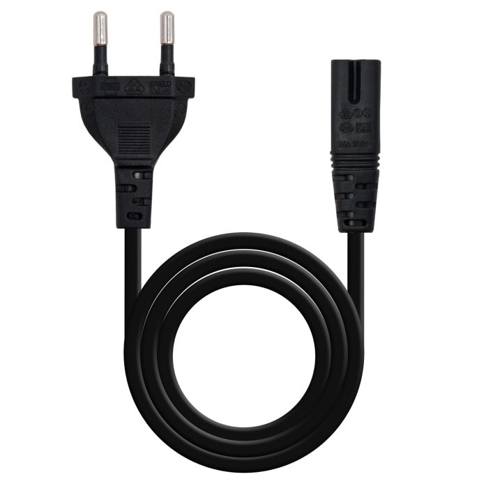 Nanocable Cable de Alimentación con forma 8, CEE7/16/M – C7/H, Negro…