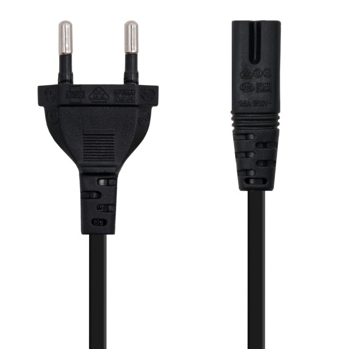 Nanocable Figure-8 Power Cable, CEE7/16/M – C7/H, Black, 2m