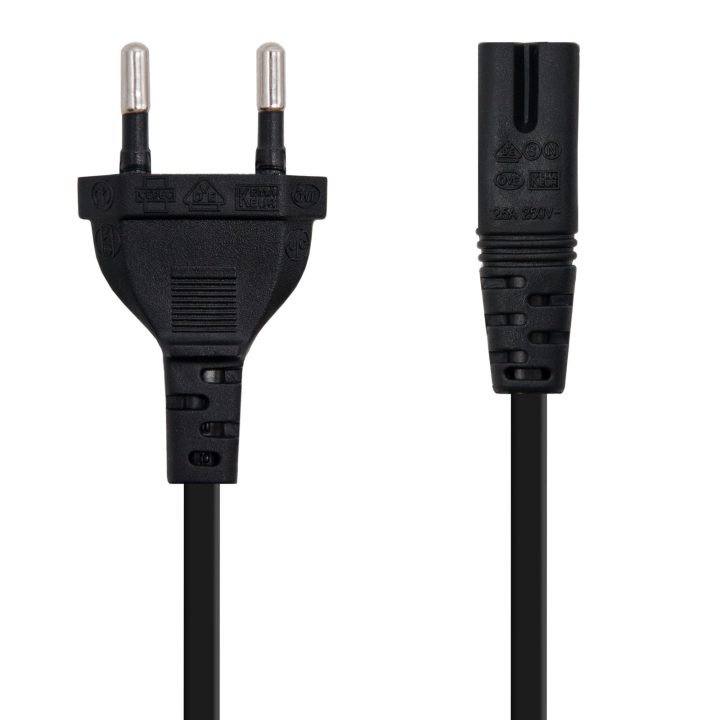 Nanocable Figure-8 Power Cable, CEE7/16/M – C7/H, Black, 2m