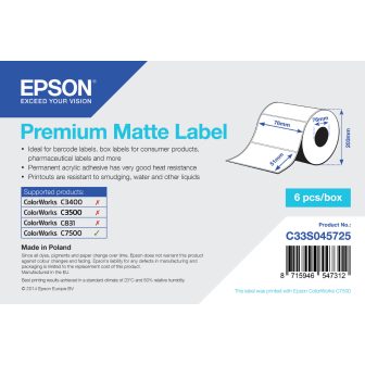 Epson Premium Matte Label - Die-cut Roll: 76mm x 51mm, 2310 etiquetas
