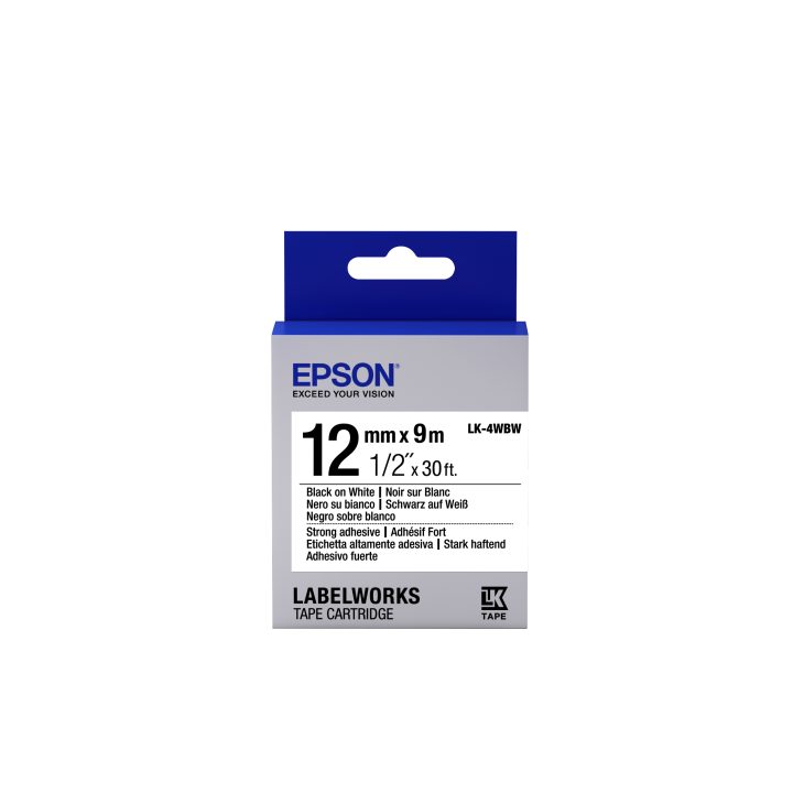 Epson Heavy Duty Tape - LK-4WBW Heavy Duty Tape Black/White 12/9