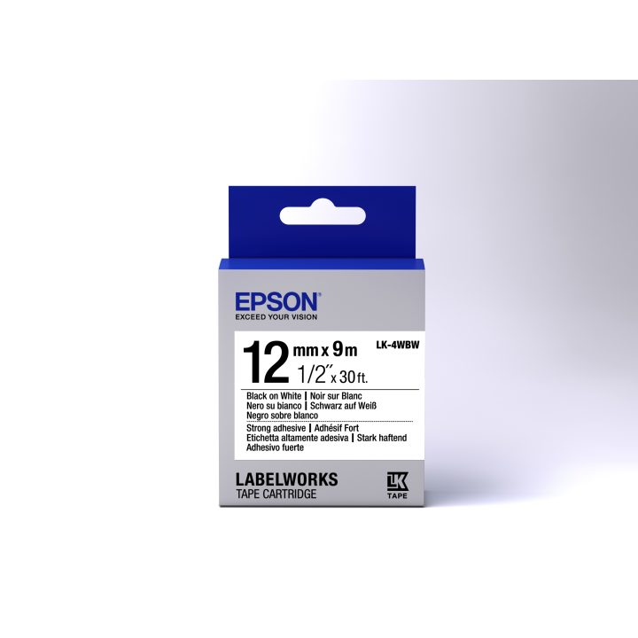 Epson Heavy Duty Tape - LK-4WBW Heavy Duty Tape Black/White 12/9