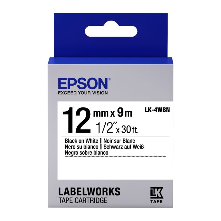 Epson Cinta padrão - LK-4WBN padrão preta/branca 12/9
