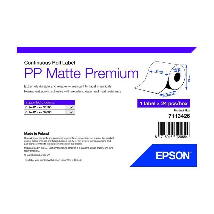 Epson 7113426 Printer Label White Self-Adhesive Printer Label