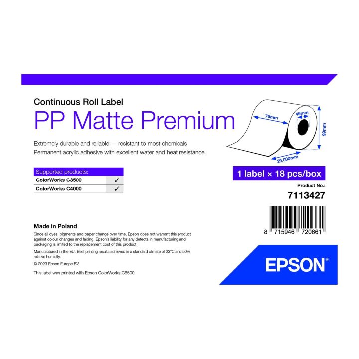 Epson 7113427 etiqueta de impresora Blanco Etiqueta para impresora…