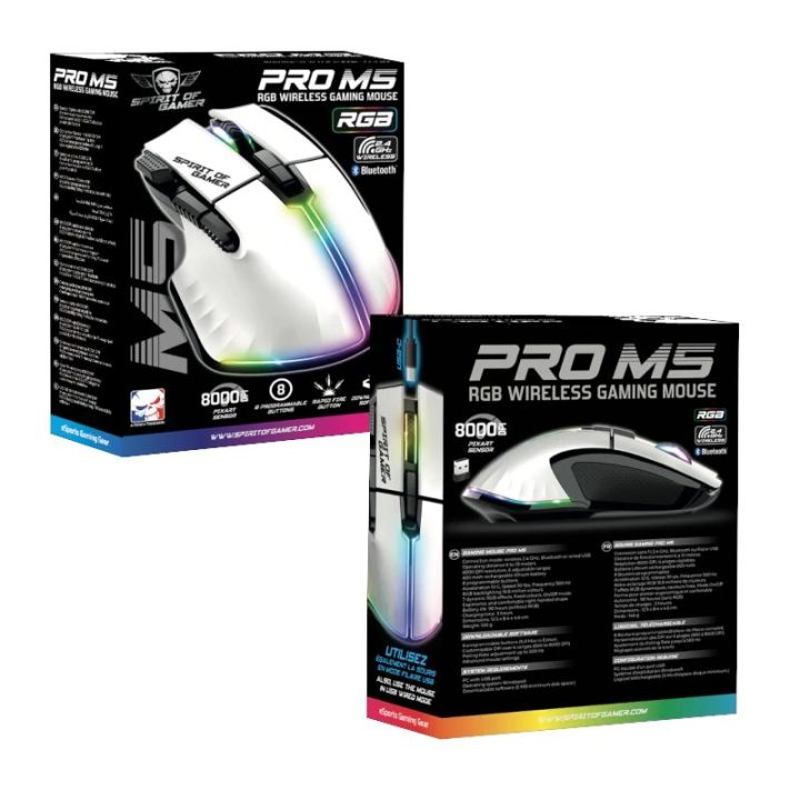 Spirit of Gamer Wireless Mouse Pro M5 White (S-PM5RFWT)