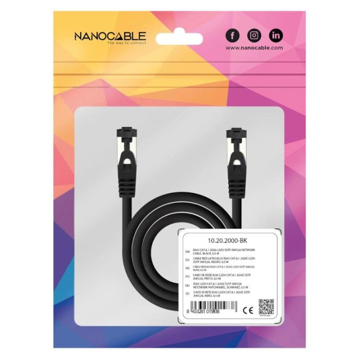 Nanocable Cable de Red Latiguillo Cat.8.1 2GHz LSZH SSTP AWG26…