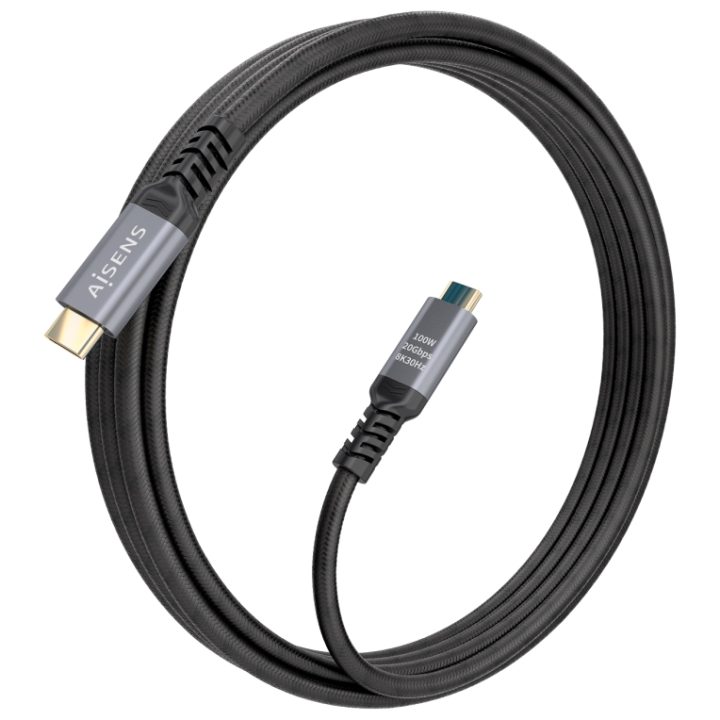 AISENS USB 3.2 Gen2x2 Aluminum Cable 20Gbps 8K@30Hz 5A 100W E-Mark…