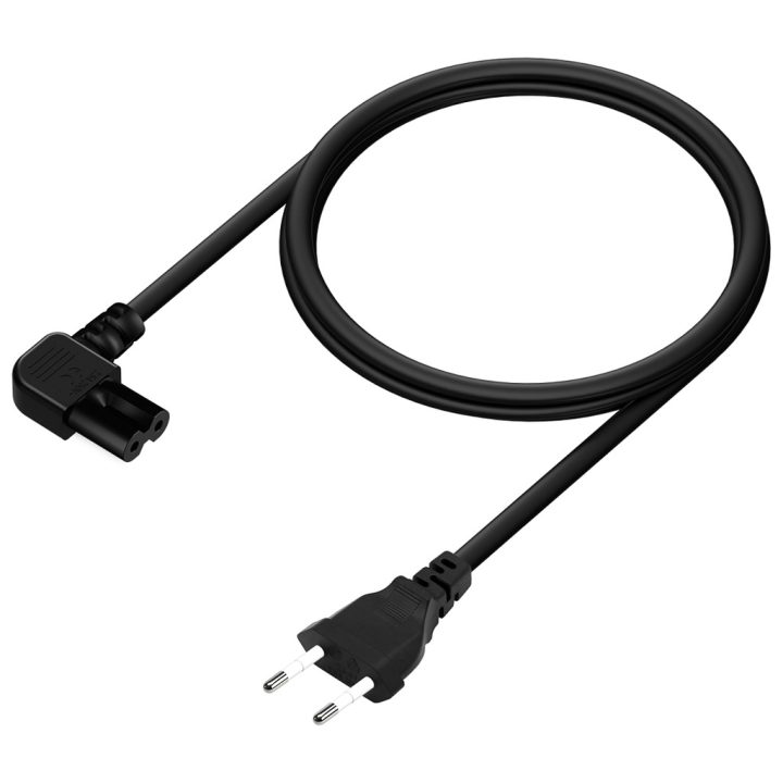 AISENS Cable Alimentación Acodado Forma 8, CEE7/16/M-C7/H, Negro, 1.8M