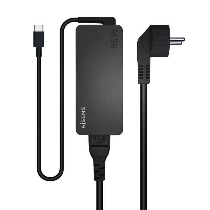 AISENS 65W PD3.0 1XUSB-C 1.8M Charger, Black
