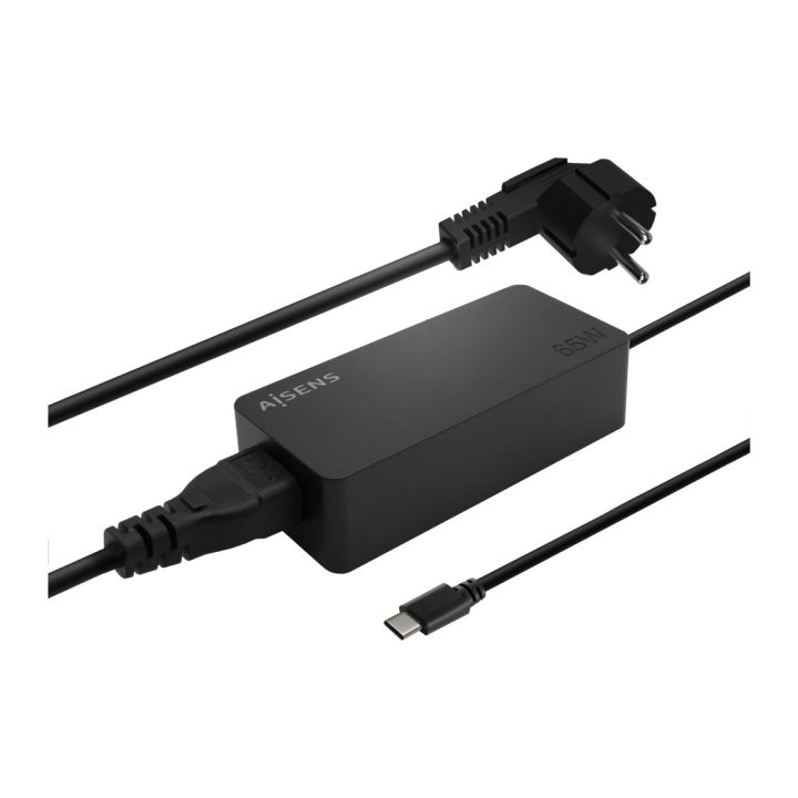 AISENS Cargador 65W PD3.0 1XUSB-C 1.8M, Negro
