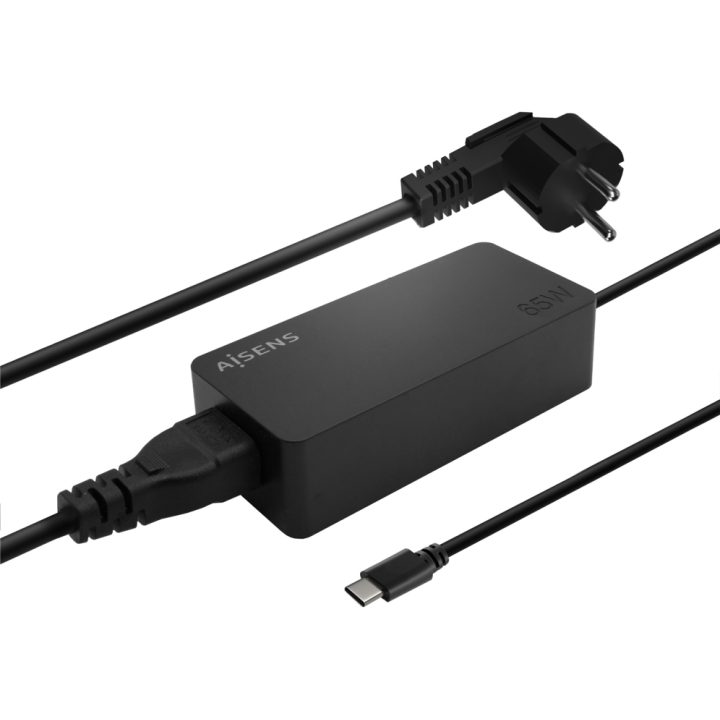 AISENS 65W PD3.0 1XUSB-C 1.8M Charger, Black